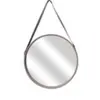 HOME DECO FACTORY Miroir rond avec anse PU - Bois - 50 cm - M6