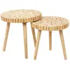 Tables Gigognes - PARIS PRIX - Rondin - 40cm - Beige - Bois Massif