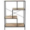 HOME DECO FACTORY Étagère multi-compartiments décor effet bois naturel et noir H113cm