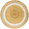 HOME DECO FACTORY Tapis Rond Jute Coton Blanc 90cm