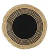 PARIS PRIX The Home Deco Factory - Tapis Rond Jute Coton Noir 90cm