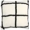 Home Deco Factory - Coussin Sherpa à carreaux blanc/noir - 40x40 cm T.U