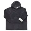 GENERIQUE Plaid Sweat à Capuche Chevron 85x115cm Gris Foncé
