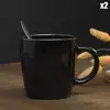 HOME DECO FACTORY Lot de 6 Mugs en Céramique Lounge 40cl Noir - Noir & Doré - Élégant & Utile