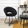 The Home Deco Factory - Fauteuil rond en velours cotelé Giulia noir