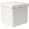 HOME DECO FACTORY Pouf coffre pliable en bouclette blanc Blanc