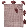 COSMETIC CLUB Home Deco Factory - Plaid gauffré pompons rouge/blanc - 150x125 cm T.U