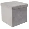 HOME DECO FACTORY Pouf De Rangement Pliable Design Velours Meli - L. 38 X H. 38 Cm - Gris
