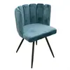 HOME DECO FACTORY Fauteuil en velours Bleu canard - H 50 cm - ARIEL