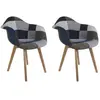 AC-DÉCO CMP Paris Fauteuil Patchwork-Bleu Et Gris, Bois, Blue, Taille Unique