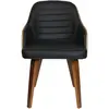 The Home Deco Factory - Fauteuil 57x51x79 cm en pu noir et bois marron