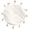 HOME DECO FACTORY Tapis Rond Coton Pompon Beige