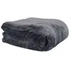 Mobilibrico - Plaid 180x220 cm en polyester côtelé gris foncé et blanc