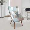 AC-DÉCO Home Deco Factory - Fauteuil Helsinki patchwork bleu - 66x72x99.5 cm T.U