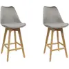Home Deco Factory - 2 Chaises de bar pieds en bois grises - 56x48x105 cm T.U