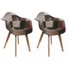 Fauteuil - Bois et simili cuir - Patchwork - Marron - Adulte