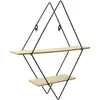 HOME DECO FACTORY - Etagère industrielle losange en bois et métal 46 cm