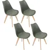 Home Deco Factory - 4 Chaises Scandinave vert kaki - 49x58x81.5 cm T.U