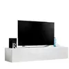 PRICE FACTORY Meuble TV FLY design, coloris blanc brillant. Meuble suspendu moderne et tendance pour votre salon.: 40 Blanc