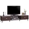 PRICE FACTORY Meuble TV ANKARA 150 cm avec deux portes coulissantes coloris noyer et blanc.