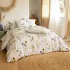 Becquet Housse de couette double face ALBA feuilles et bouquets jaune