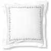 Becquet Taie d'oreiller, taie de traversin en percale de coton ADELE fleurs brodées et torsades- blanc