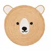 Tapis enfant tissé main en jute naturel motif Ours, blanc ø100cm