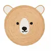 Tapis enfant tissé main en jute naturel motif Ours, blanc ø140cm