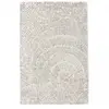 Tapis salon tufté main en laine haute qualité motif fleur écru 160x230