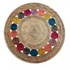 Tapis rond ø150cm fait à la main en jute motif géométrique pour chambre ronda