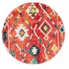 UNAMOURDETAPIS Tapis berbère motifs tribaux Ø160cm bleu et jaune rond berbal b