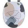 TENDANCE Abattant WC en Bois déco Flowers Bleu et Vert avec kit de fixation