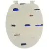 TENDANCE Abattant WC en Bois déco Signature Bleu et Beige avec kit de fixation