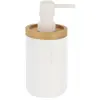 TENDANCE Distributeur à Savon ou lotion en résine Blanc mat et Bambou 280 ml