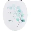 TENDANCE Abattant WC en Bois déco Aquarelle Vert et Bleu avec Kit Fixation en Acier Inoxydable