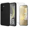 Coque Pour Samsung Galaxy S24 Silicone Noir + 2 Verres Trempes Little Boutik©