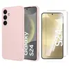 Little Boutik Coque pour Samsung Galaxy S24 Silicone Rose + Verre Trempe