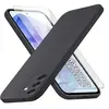 LITTLE BOUTIK Coque Pour Samsung Galaxy A55 5G Silicone Noir + Verre Trempe