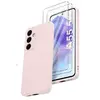 LITTLE BOUTIK© Coque Pour Samsung Galaxy A55 5G Silicone Rose + 2 Verres Trempes