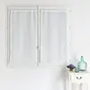 HomeMaison.com Paire de petits voilages unis à rayures fantaisie (60x160 cm - Blanc)