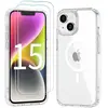 Coque pour iPhone 15 - MASSILIA TECH - Transparent - 2 Vitres en Verre Trempé - Protection Polycarbonate