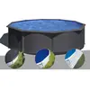 Gre Kit piscine acier gris anthracite Gré Louko ronde 3,70 x 1,22 m +...