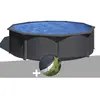 GRE Kit piscine acier gris anthracite Gré Louko ronde 3,70 x 1,22 m + ...