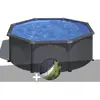 GRE Piscine acier Gré Louko ronde 3,20 x 1,22 m - Gris anthracite - Bâ...