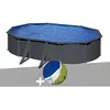 GRE Piscine acier Gré Louko ovale 6,34 x 3,99 x 1,22 m + Bâche à bulle...