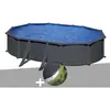 GRE Kit piscine acier gris anthracite Gré Juni ovale 5,27 x 3,27 x 1,3...