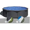GRE Piscine hors-sol acier Gré Louko ronde 3,70m x 1,22m - Anthracite