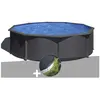 GRE Kit piscine acier gris anthracite Gré Louko ronde 4,80 x 1,22 m + ...