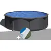 Gre Kit piscine acier gris anthracite Gré Louko ronde 3,70 x 1,22 m +...