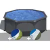 Gre Kit piscine acier gris anthracite Gré Louko ronde 3,20 x 1,22 m +...